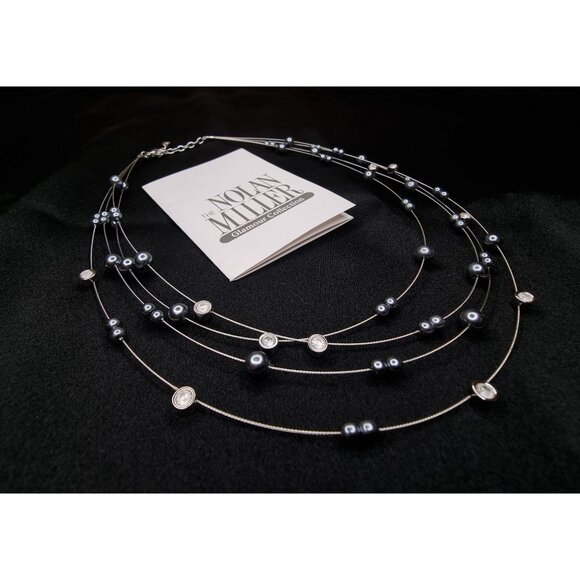 Vintage Nolan Miller 1999 Glamour Collection Multi-Strand Pearl & Crystal Neckla - Picture 3 of 4